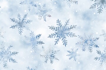 Fototapeta na wymiar Watercolor tiny snowflakes on white background pattern,