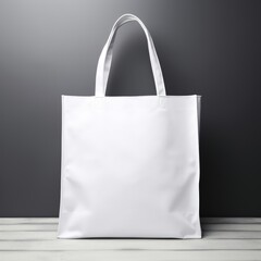 Blank white tote bag on a black background