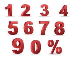 3D Numbers, Vector Numbers,  Red Numbers, 