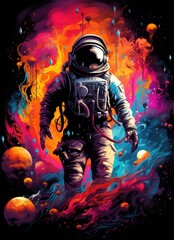 Astronaut neon illustration.