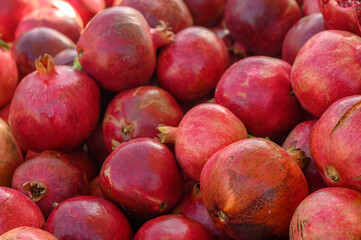 fresh juicy pomegranates at the bazaar on the island of Cyprus in autumn 1