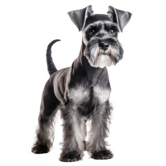 Miniature Schnauzer Dog Standing Isolated on Clear Background