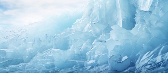 Blue ice surface texture in winter Natural background AI generated image