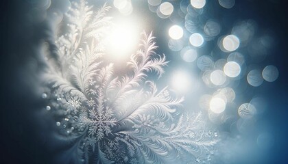 AI generated illustration of An idyllic winter scene of a sun setting on a frosty window pane. - obrazy, fototapety, plakaty