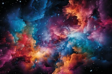 Awe inspiring night sky with vibrant space galaxy cloud and cosmos illuminated in stunning detail