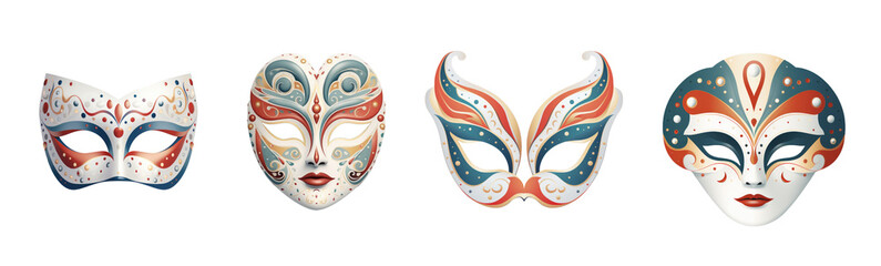 Venice carnival mask isolated on transparent background, PNG