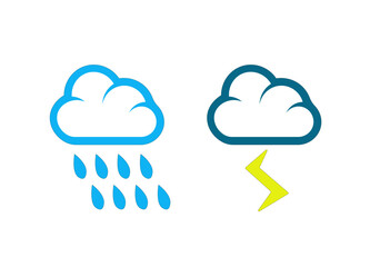 Vector illustration of clouds with precipitation and lightning