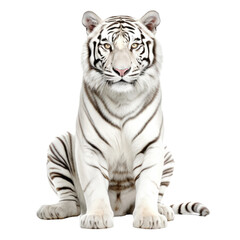 White Tiger Sittting, Big Cat Portrait
