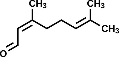 Citral structural formula, vector illustration
