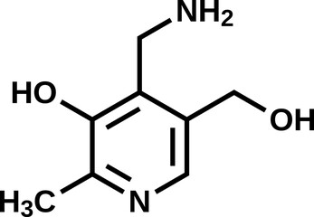 Fototapeta premium Pyridoxamine structural formula, vitamin B6 vector illustration 