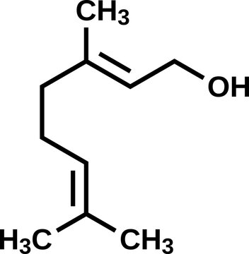 Geraniol structural formula, vector illustration