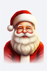 A cartoon illustration of Santa Claus with a beard and glasses. This image can be used for various holiday and Christmas-themed designs.