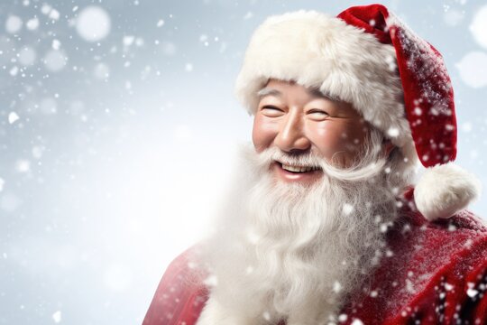 A picture of a man dressed in a Santa Claus costume. This image can be used for Christmas promotions, holiday events, or festive celebrations.