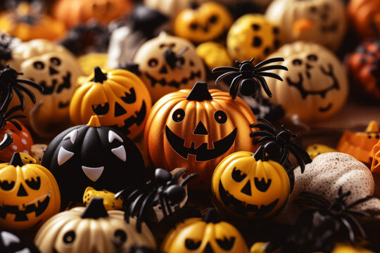 A warm Happy Halloween greeting using common seaonal colors and and icons such as yellow and orange and bats and spiders
