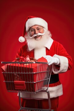 A picture of Santa Claus, the iconic figure of Christmas, dressed in his red and white suit. This image can be used to add a festive touch to holiday-themed designs and advertisements