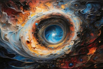 abstract fractal background, An oil painting portraying the cataclysmic vortex