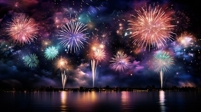 Happy new year fire works