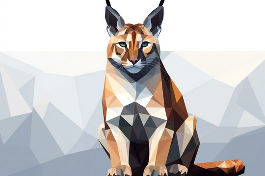 Illustration of a lynx in low poly style with white background