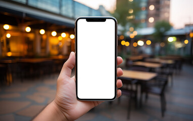 Smartphone Mockup on the background of the city and street Generated AI