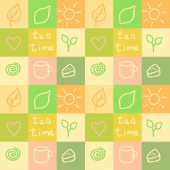 Tea time seamless pattern patchwork 