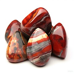 Red agate semigem geological mineral isolated on the white background - obrazy, fototapety, plakaty