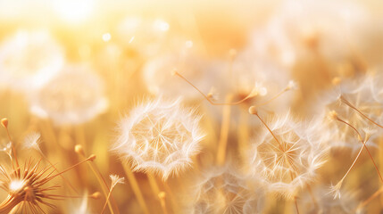 Dandelion Seeds Close-Up Natural Background Macro Photography