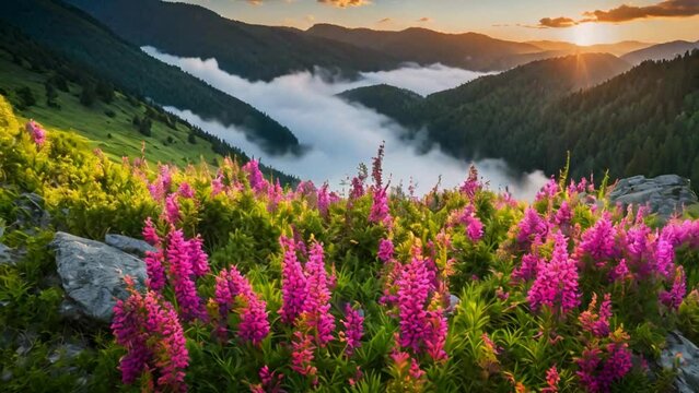 gorgeous colorful summer morning in the mountains.