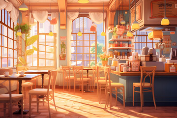 Interior of a beautiful and cozy cafe
