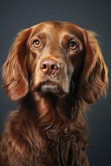 Portrait of a brown Irish Setter dog, studio shot