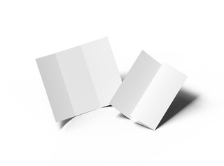 Blank Tri fold letter size brochure 3d render on transparent background 