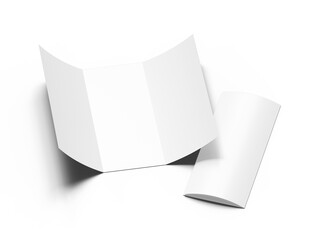 Blank Tri fold letter size brochure 3d render on transparent background 