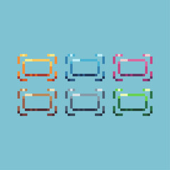Pixel art sets of full screen icon with variation color item asset.Video full screen frame on pixelated style. 8bits perfect for game asset or design asset element for your game design asset.