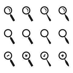 set of magnify glass icon vector illustration isolated on white background.