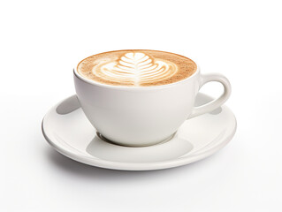 Cappuccino cup on neutral color background