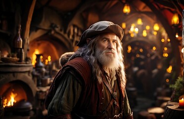  hobbit characters on an epic quest, showcasing their bravery and curiosity in the vast, uncharted landscape.
