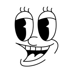 Retro 30s cartoon mascot characters funny faces