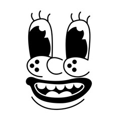 Retro 30s cartoon mascot characters funny faces