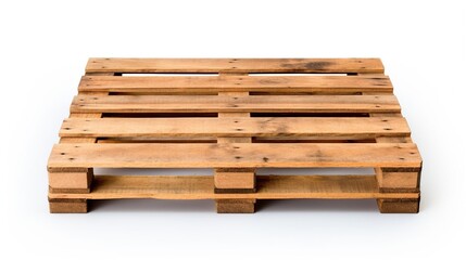 Wooden pallet isolated on empty white background, created with Generative Ai technology.