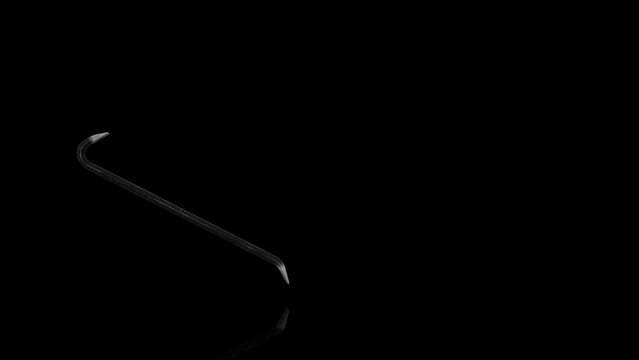 Crowbar turns on itself - loop animation - black background