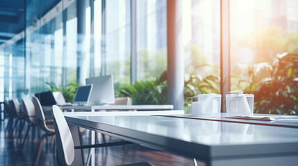 blur background interior of modern office