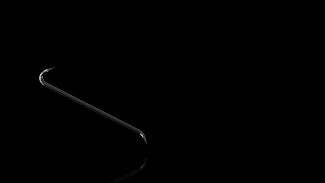 Crowbar turns on itself - loop animation - black background