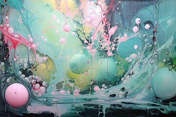 Abstract background with colored spots and spots of paint on the water