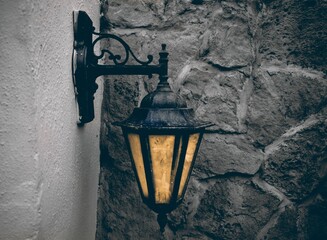 Old black wall light for exterior walls
