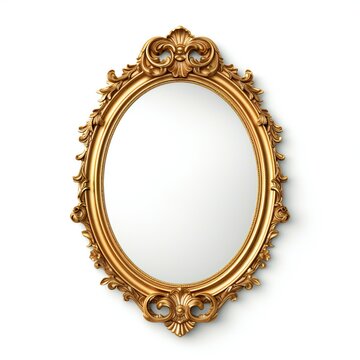 Classic golden frame for paintings, mirrors or photo isolated on white background