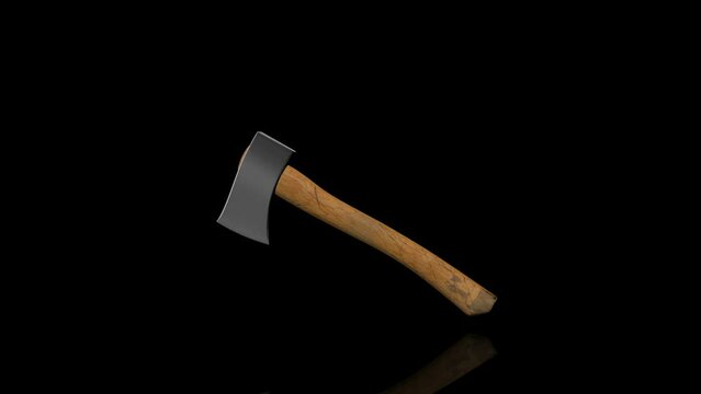 Hand Axe turns on itself - loop animation - black background