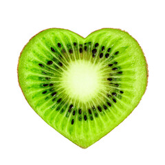 Kiwi slice in the shape of heart isolated on white background. fresh fruit