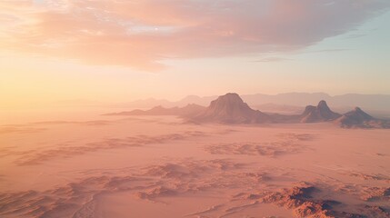 Fototapeta na wymiar Landscape Aerial desert cinematic Still pastel neon highlights