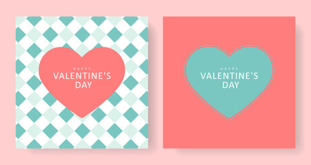 Set of two Happy Valentine's Day cards. Pink love holiday cards, posters, wallpapers