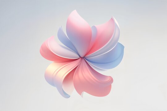 Abstract silky smooth flower bloom render on a simple background.
