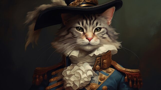 King royal person cat oil painting style portrait wallpaper background